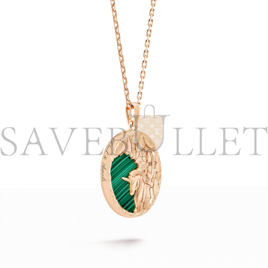 V*N CL*F arpels zodiaque long necklace virginis (virgo) - rose gold, malachite  vcarp9rb00